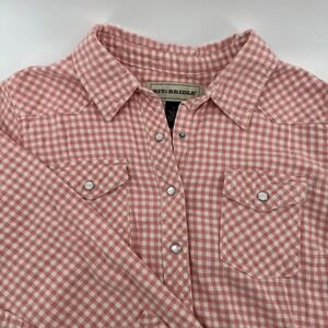 Bit & Bridle‎ Pink Gingham Plaid Snap Front Western Shirt XL Cotton